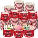 Nuanchu 100 Pack 9 oz Graduation Ice Cream Cups, Congrats Grad Disposable Dessert Bowls, Class 2026 Paper Snack Soup Cups for Hot or Cold Food Graduate Party Supplies(Graduation 2026,Red Black)