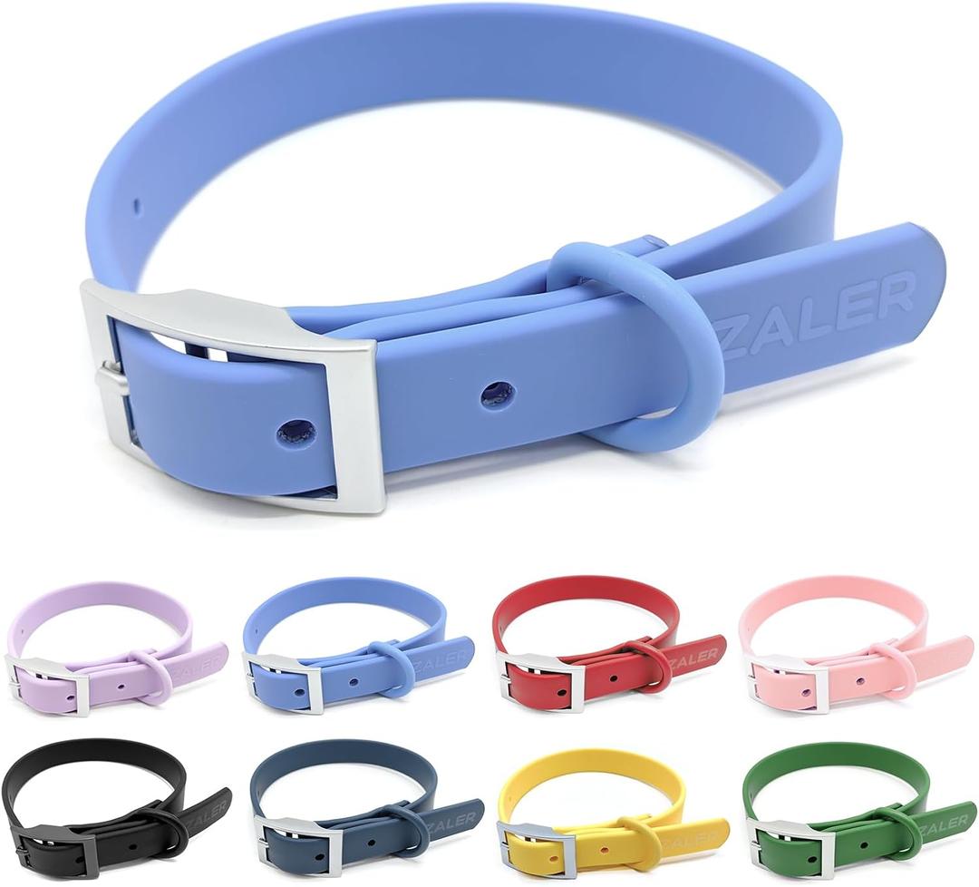 ZALER Waterproof Dog Collar, Adjustable Odor Proof Dog Collars Easy to Clean, Soft Comfortable Pet Collars for Large, Medium Small Dogs (Moonstone Blue, S(Length:8.6''-12.6''; Width:0.75''))