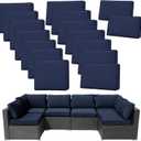 14Pieces Patio Cushion Covers Replacement Outdoor Couch Covers Splashproof UV-Resistant Furniture Cushion Sofa Slipcovers Set with Zippers,Cover Only 25.6x25.6x3.9inch (Dark Blue)