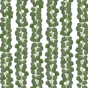 CQURE 18Pack 126Ft Eucalyptus Garland,Artificial Eucalyptus Leaves Table Greenery Garland Wreath Vines for Wedding Party Table Fireplace Bedroom Wall Room Decor