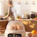 SUSTEAS Rapid Egg Cooker Electric 9 Eggs Capacity, Soft, Medium, Hard Boiled Egg Cooker Simultaneously, Egg Poacher, Kitchen Egg Steamer, Auto Shut-Off, Smart Voice Prompts, Timer Function, Beige