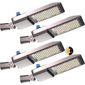 ACOHOOK 320W(350 X 1W LED) LED Parking Lot Lights Outdoor 48000lm(150LM/W) Dusk-to-Dawn 5000K Daylight Slipfitter Mount Commercial Area Street Lighting ETL Listed 6KV SPD, 4Pack