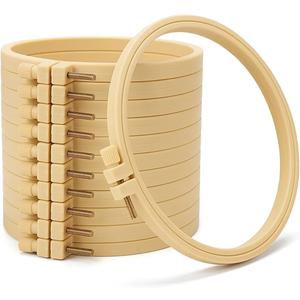 Embroidery Hoops 12 Pcs 6 Inch  Faux Bamboo Plastic Cross Stitch Frames with Stainless Screws for DIY Crafts, Aesthetic Home Decor, Cozy Hand Embroidery Projects