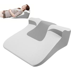 Bed Wedge Pillow for Sleep Apnea, Acid Reflux & Snoring Relief, Post-Surgery Recovery Pillow with Ergonomic 3-in-1 Certified Memory Foam for Back, Neck & Head Support (White & Gray)