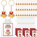 Kigeli 30 Set Cheer Duck Keychains Gift Bulk Cheerleading Team Gifts with You've Been Cheer Ducked Cards Organza Bags