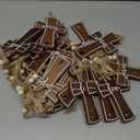 24 Pcs Easter Wooden Crosses for Craft Small Baptism Decor Catholic Rustic Unfinished Standing Cross for Centerpieces Easter Decor Table First Communion, 3 Styles, 6.7 x 4.3 Inches(Dark Brown)