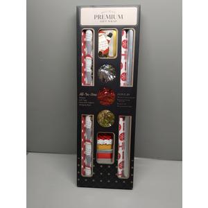 LaRibbons Christmas Wrapping Paper Sets, Classic HO HO Santa & Plaid & Polka Dot Design with Ribbons & Gift Tags & Metallic Pom Pom for Christmas, Holiday，30Inch × 10Feet（4 Rolls: 100 Sq.Ft.Ttl）