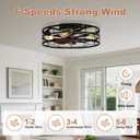 TCL 20 Inch Caged Ceiling Fans with Lights and Remote, Fandelier Ceiling Fan,Low Profile Flush Mount Fandelier, Rustic Farmhouse Style for Kitchen,Bedroom,Living Room,Easy to Install