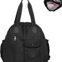 Travel Backpack for Women Lightweight Waterproof, Ladies Casual Large Nylon Handbag Shoulder Bag for School Work (Black) (Black)