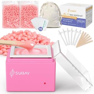 Nose Wax Kit Men, Cordless Mini Wax Warmer for Eyebrow Ear Hair Removal, Waxing Kit for Women Men with 100g Beads, 6 Applicators, 6 Nose Sticks, Storage Bag, Waxer Melter Machine for Home Travel Use (Pink)