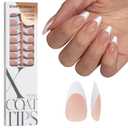 BTArtboxnails XCOATTIPS White French Tip Press On Nails, M Almond, Peach | Lamp-Curable, 4-Week Wear, Natural Nail Look, Salon Quality Value at Home, Easy-to-Apply for Beginners, 160ct Nail Tips Only