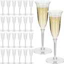 Jingmore 24 Pcs Flower Plastic Champagne Flutes, 3.5 Oz Vintage Coupes Martini, Ribbed Detachable Flower Cocktail Glasses Bulk, Plastic Champagne Glass for Wedding Prosecco Martinis Wine Party, Bar