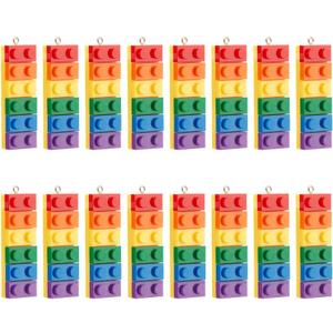 DICOSMETIC 20Pcs Building Block Charms Rainbow Color Opaque Acrylic Pendants Rectangle Building Block Charms with Iron Loop Bisexual Rainbow Pride Charm for Jewelry Making