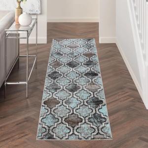 Superior Indoor Runner Rugs, Modern Area Rug, 2'7"x10', Turquoise