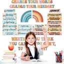 38 Pcs Growth Mindset Posters Bulletin Board Set Classroom Inspirational Poster Motivational Wall Decoration Signs Positive Sayings Accent Cutouts for Teacher Student Home Bedroom Decor (Retro)