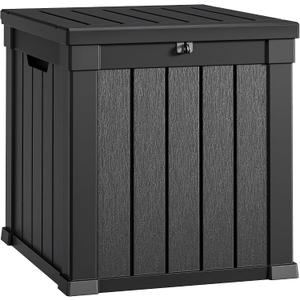 YITAHOME Deck Box, 51 Gallon Weatherproof Outdoor Storage Container for Patio Cushions, Pool Supplies, Garden Tools, Lockable Lid and Side Handles, Black