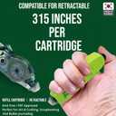 Double Sided Tape with Retractable Dispenser Roller - Permanent, Acid Free, Transparent - 2 Runners & 8 Refill Cartridges - Ideal Scrapbook Supplies & Scrapbooking Supplies Kit - 315 Inches Each