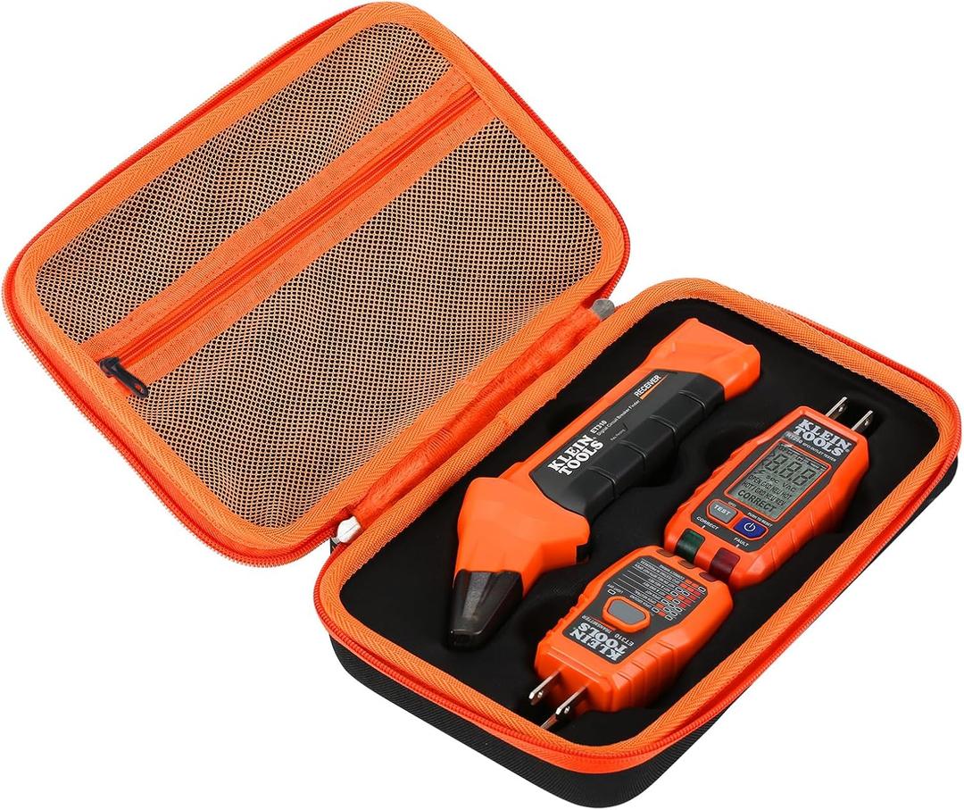 Hard Carrying Storage Case for Klein Tools ET310 AC Circuit Breaker Finder & RT250 GFCI Receptacle Tester & 80041 Outlet Repair Tool Kit, Electrical Tools Storage Organizer Holder Bag