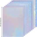 KEILEOHO 50 Sheets Holographic Sticker Paper, 8.5 x 11 Inch Clear Vinyl Holographic with 10 Mixed Styles Self-Adhesive Waterproof Laminate Film for DIY Crafts, Scrapbooking, Stickers, Decals