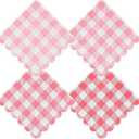 Pink Gingham Napkins Disposable Cocktail: 80PCS Checkered Square Paper 9.8x9.8 Inch For Table Decorations Dinner Party - Cantidad de paquete del producto 80 - Color Pink