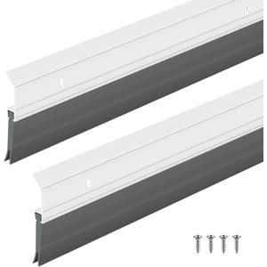 Hushee 2 Pack 48 Inches Metal Rubber Door Sweep, Double Rubber Seal Aluminum Door Sweep High Sealing Draft Stopper, Weatherproof Sound Insulation Indoor Outdoor Use for Residential Commercial (Sliver)