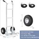 Hand Truck, 600 lbs Load Capacity, Heavy Duty Industrial Dolly with 10" Pneumatic Tire and 2 Elastic Cords, Dolly Cart for Moving in Home, Office, Warehouse, Transport, Supermarket