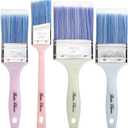 Bates 4Pack Plastic Handle Paint Brushes - Pastel Colors, Stain, Furniture & Wall Painting (4 Pack, 1.5", 2", 2.5", 3")