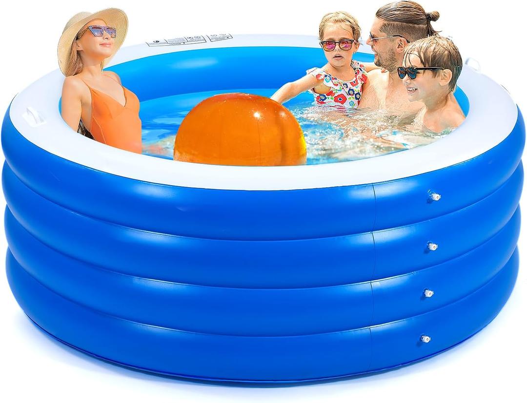 Biange Blow Up Pool, 72" X 30" Round Inflatable Swimming Pool, Kids Pool Inflatable, Kiddie Baby Swimming Pool for Backyard (Blue)