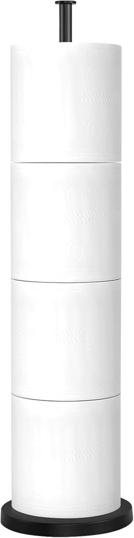 Toilet Paper Holder Stand,Free Standing Toilet Paper Holder with Reserve Function,Rustproof Matte Black Toilet Paper Holders Free Standing,Non-slip&No Drilling Toilet Paper Stand Designed for Easy Use (24.37in)