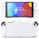 PlayVital Hard Case for Nintendo Switch 2 with Extra Stand & Thumb Grip Caps | Split Design, Dockable Protective Full-Body Shell Cover for Nintendo Switch 2 | Solid Color Series, White