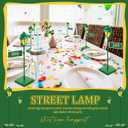 Colingmill 6 Pcs Street Sign Lamp Post Centerpiece Wooden Lamp Post with Street Party Sign Sticker for Toy Decor Friend Birthday Party Supplies Decoration(8 Inch,Green)