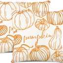 DUZXLCQ Fall Pillow Covers 18x18 inch Set of 2 White Pumpkins Thanksgiving Autumn Fall Decorative Throw Pillow Covers Farmhouse Decor Cushion Case Harvest Decorations for Couch Sofa Bed Home Outdoor