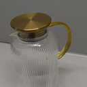 Glass Pitcher with Lid, 68 oz/ 2 Liter Classic Vertical Stripes Water Pitcher with Handle,Glass Water Carafe for Cold Brew, Coffee, Lemonade, Iced Sun Tea,Beverage,Heat Resistant