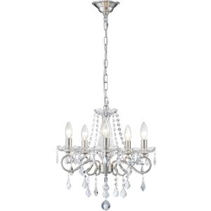 Mini Crystal Chandelier, Nickel Crystal Lighting,5-Light Modern Chandelier for Living Room Kitchen Island Entryway Bedroom (16.5" High 16.9" Wide)