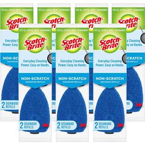 Scotch-Brite Non-Scratch Dishwand Refill, 14 Dish Wand Sponge Refills, Removes Stuck-on Food, Best for Nonstick Pots and Pans, Glass, Tubs & Showers, Fits all Scotch Brite Dishwands
