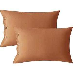 JELLYMONI Pillowcases Standard Set of 2 Cotton Button Pillow Covers 20×26in Caramel Bed Pillow Cases 100% Washed Cotton Soft Breathable (Pillows are not Included)