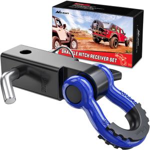 Nilight Anti-Theft Shackle Hitch Receiver 2Inch 45000 LBs Breaking Strength 3/4" Anti-Theft D Ring Shackle 5/8" Trailer Hitch Lock Pin Heavy Duty Solid Towing Kit for Trucks Off Road (blue)
