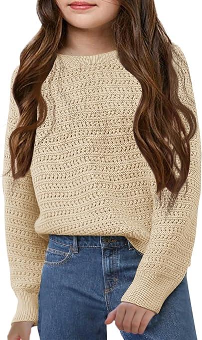 Girls Knit Sweaters Kids Fashion Chunky Crew neck 140