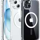 FNTCASE for iPhone 15 Case Clear: iPhone 14/13 Case Magnetic Phone Cases with Screen Protector Compatible with Magsafe Slim Anti Yellowing Rugged Protective Transparent Cell Cover (A-Clear)