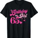 65th Birthday Girl Crown 65 Years Old Bday T-Shirt (Black, M)