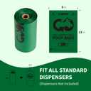 Certified 100% Home Compostable Poop Bags for Dogs, 120 Count Guaranteed Leak Proof and 18 Microns Extra Thick Waste Bag, 8 Rolls of Plant Based Doggie Poop Bag, No Scented with ASTM D6400 & EN13432 (Dark Green)