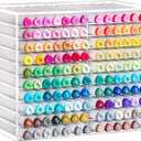 BEYGORM Acrylic Marker Organizer for 140 Markers with 20 Compartments, Large Horizontal Art Marker Storage Rack for Desk, Drawing Marker Organizer, Vertical Marker Holder Shelf for Acrylic Paint Pens