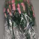 XunYee 100 Pcs Artificial Tulips Fake Flowers Bulk Plastic Faux Tulip Stems 16 Inches Spring Flowers for Outdoor Garden Indoor Home Wedding Mother Day Office Table Centerpieces Vase Decor (Pink)