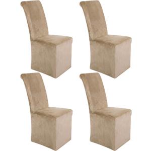 Moukeren Set of 4 Velvet Stretch Chair Covers Stretch Slipcovers Fur Chairs Cover Soft Removable Long Solid Slipcover for Wedding Dining Room (Grayish Brown)