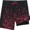 maamgic Boys Athletic Shorts with Liner Youth 2 in 1 Active Running Basketball Shorts (Black) Size 8
