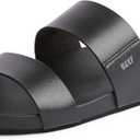 Reef Women's Sandals Cushion Bounce Vista | Vegan Leather Slides for Women with Cushion Bounce Footbed | Black | Size 6