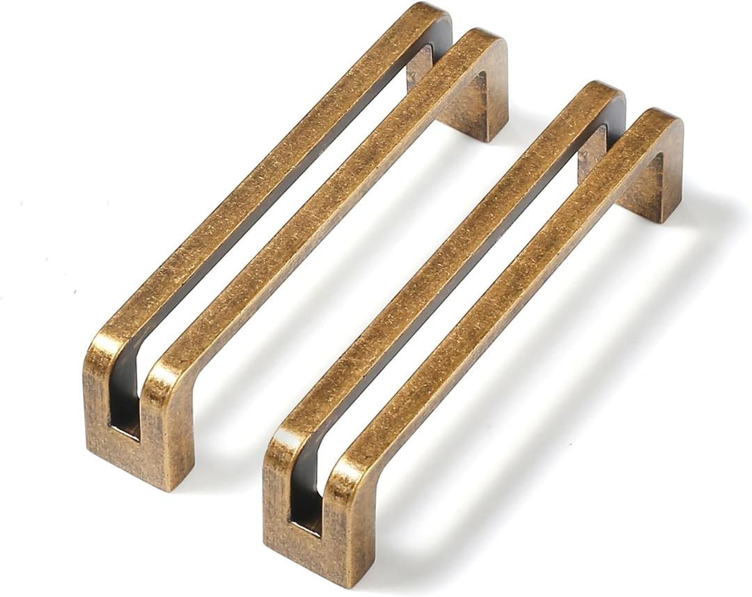 Antique Brass zinc Alloy Cabinet pulls,Vintage Retro 4-3/4 Inch 96mm Hole Center Cabinet Handles for Drawer,Cupboard, Wardrobe,Dresser - 6 Pack, 7600-GT-96