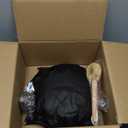 WANGYUANJI 9.5 Inch Cast Iron Wok with Glass Lid – Small Flat Bottom Stir Fry Pan with Wooden Handle, NonCoated Cookware for Gas & Open Flame