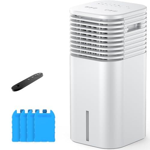 FLOWBREEZE 24" Windowless Portable Air Conditioner, 15H Timer & 120°Oscillation, 3-IN-1 Portable AC Unit w/Remote, 2Gal Tank, 3 Modes & Speeds, Ultra-Quiet Ventless Swamp Cooler for HomeOffice, Chalky