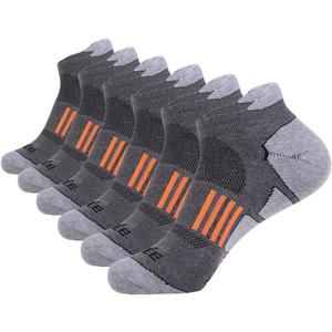 JOYNE Men's 6 Pack Athletic No Show Performance Comfort Cushioned Low Cut Running Tab Socks,Black,Sock Size:10-13